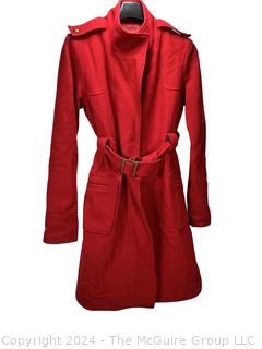 Women's Red Wool Blend Trench Coat by BB Dakota, Size Large