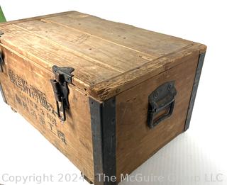 Shipping Crate with Hinged Lid and Japanese Script on Sides