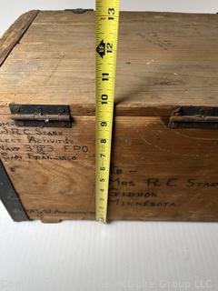 Shipping Crate with Hinged Lid and Japanese Script on Sides