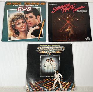 Three (3) Vinyl LP Record Album Including Grease & Saturday Night Fever 