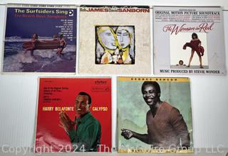 Five (5) Vinyl LP Record Albums: Bellefonte, Benson, Surfsiders, Soundtrack, and Jazz