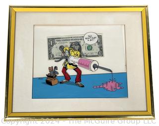 Framed Under Glass 1975 Pop Art Print Titled  “This Won't Hurt A Bit ” By Artist Maurer for Dollart Co. 15" x 12"