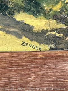 Framed Oil on Canvas of Landscape with House Signed by Artist Berger. 23" x 29"