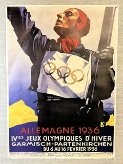 Unframed Reprint of 1936 Olympic Poster. 19" x 27"