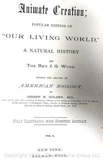 1885 Three (3) Volume Set of Animate Creation  by Rev JG Wood, American Zoology Book