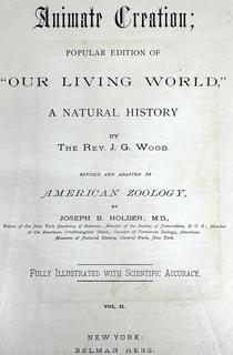 1885 Three (3) Volume Set of Animate Creation  by Rev JG Wood, American Zoology Book