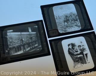 Four (4) Magic Lantern Glass Slides Chas. Beseler Co. Stereo Options Photo Western Union Including Samuel B. Morse ~ 1905 (WAS 1117RH)