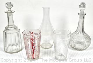 Glass Decanters and Cocktail Measuring Glasses