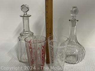 Glass Decanters and Cocktail Measuring Glasses