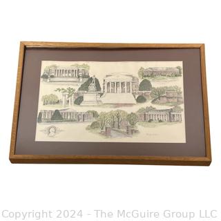 Framed Under Glass  Poster of the University of Virginia.  23" x 29"