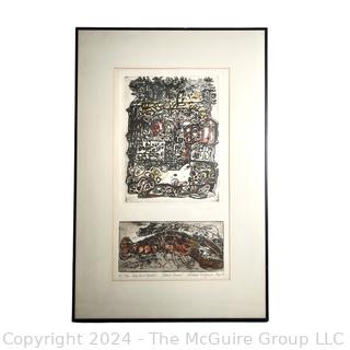 Framed Under Glass Deep Etching with Aquatint Titled "Island Source" Signed and Numbered by Artist Richard F. Wolford