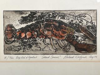 Framed Under Glass Deep Etching with Aquatint Titled "Island Source" Signed and Numbered by Artist Richard F. Wolford