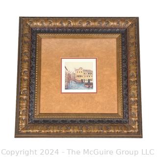 Framed Under Glass Print of Images of Venice by Mayer. 14" Square