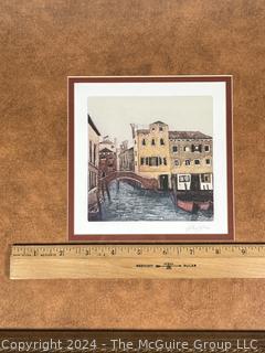 Framed Under Glass Print of Images of Venice by Mayer. 14" Square