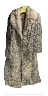 Long Grey Persian Lamb and Mink Collar Fur Coat from Gartenhaus Furs