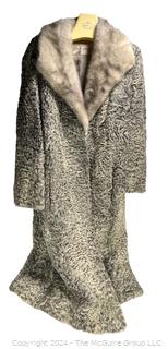 Long Grey Persian Lamb and Mink Collar Fur Coat from Gartenhaus Furs