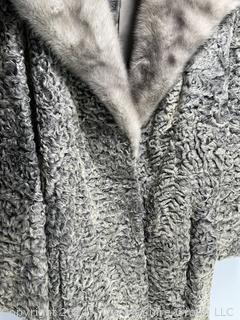 Long Grey Persian Lamb and Mink Collar Fur Coat from Gartenhaus Furs