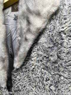 Long Grey Persian Lamb and Mink Collar Fur Coat from Gartenhaus Furs