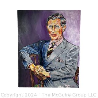 Stretcher Framed Oil on Canvas of Prince Charles Signed by Artist Douglas Edwards. 24" x 30"