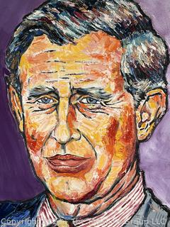 Stretcher Framed Oil on Canvas of Prince Charles Signed by Artist Douglas Edwards. 24" x 30"