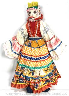 Hand Made Cloth Russian Folk Art Doll.  