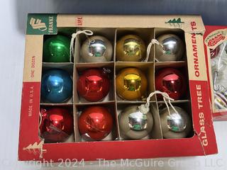 Group of Glass Ornaments in Boxes