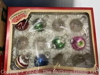 Group of Glass Ornaments in Boxes