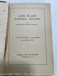 Long Island Natural History by Trumbull Marshall 1928 Book