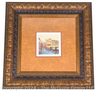 Framed Under Glass Print of Images of Venice by Mayer. 14" Square