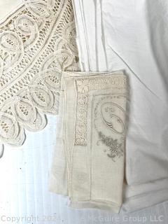 White Embroidered Table Linens