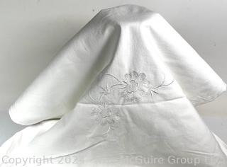 White Embroidered Table Linens