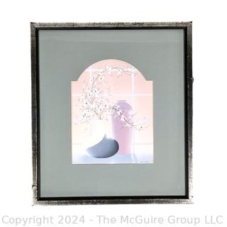 Framed Under Glass Print Titled, "Deco Vase I" by Artist Anthony M. Bottanelli. 