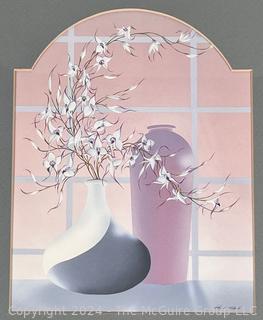 Framed Under Glass Print Titled, "Deco Vase I" by Artist Anthony M. Bottanelli. 