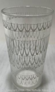 Mid Century Modern Barware Including Glass Tumblers and Ice Bucket