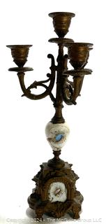 Late 19th C French Candelabra in Gilt and Porcelain 