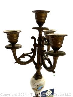 Late 19th C French Candelabra in Gilt and Porcelain 