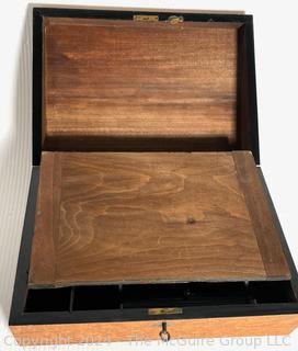 Locking "Bird's Eye Maple" Travel Writing Box. Velvet Lining 12 x 9 x 4.5" 
