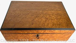 Locking "Bird's Eye Maple" Travel Writing Box. Velvet Lining 12 x 9 x 4.5" 
