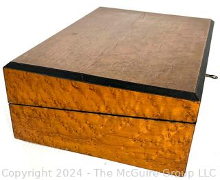 Locking "Bird's Eye Maple" Travel Writing Box. Velvet Lining 12 x 9 x 4.5" 
