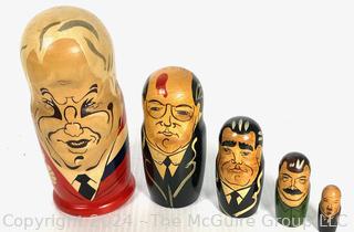 Five (5) Matryoshka Soviet Politician Figures Nesting Dolls 