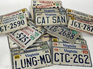 Large Group of Virginia & Maryland State License Plates Regular and Vanity