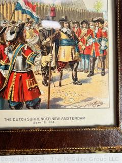 Framed Print Titled "The Dutch Surrender at New Amsterdam" September 8, 1664