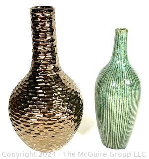 Two (2) Large Scale Decorative Vases. 17" tall