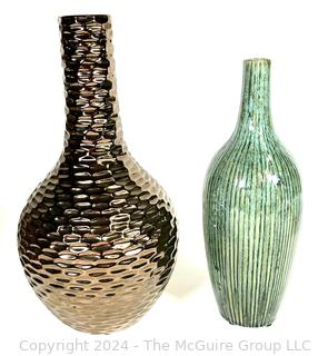 Two (2) Large Scale Decorative Vases. 17" tall