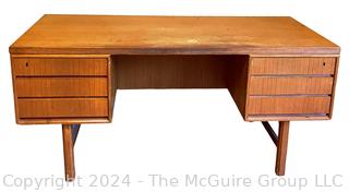 Mid-Century Danish Modern Teak Double-Sided Writing Desk Model 76 by Omann Junior Møbelfabrik, Denmark 1960s