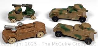 Four (4) WWII Era Tootsie Toy Armored US Army Vehicles   