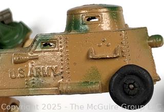 Four (4) WWII Era Tootsie Toy Armored US Army Vehicles   