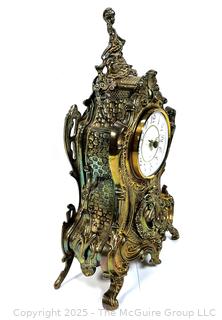 Ornate Standing Metal Mantel Clock Made in West Germany with Modern Works. Untested