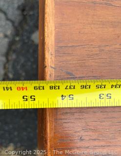 ??????????????? Mid Century Teak Expanding Dining Table.  Some wear to table top. 