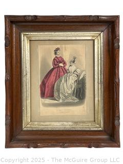 Framed Colored Lithograph of Victorian Ladies. 13 x 15"